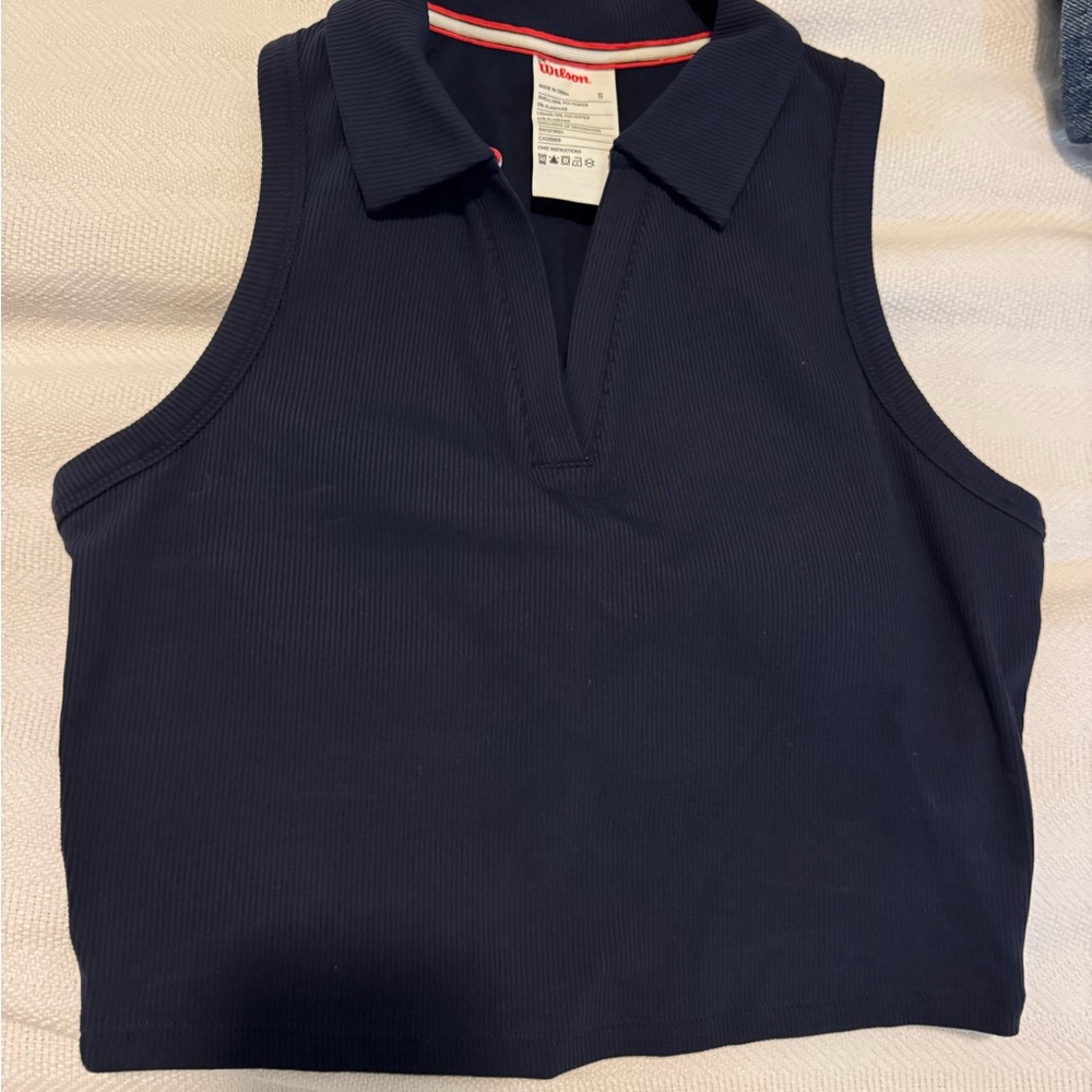 Wilson Navy Cropped Sleeveless Polo